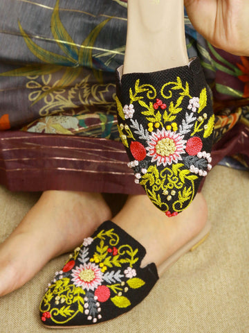 Artful Elegance: Embroidered Mules For Women